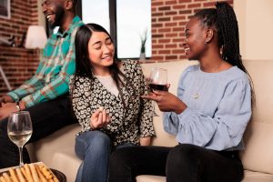 Cultural diverse women couple talking